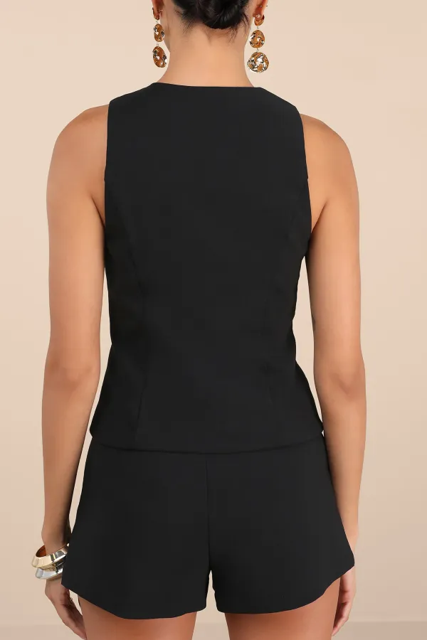 Casual Style Button-Front Vest Top