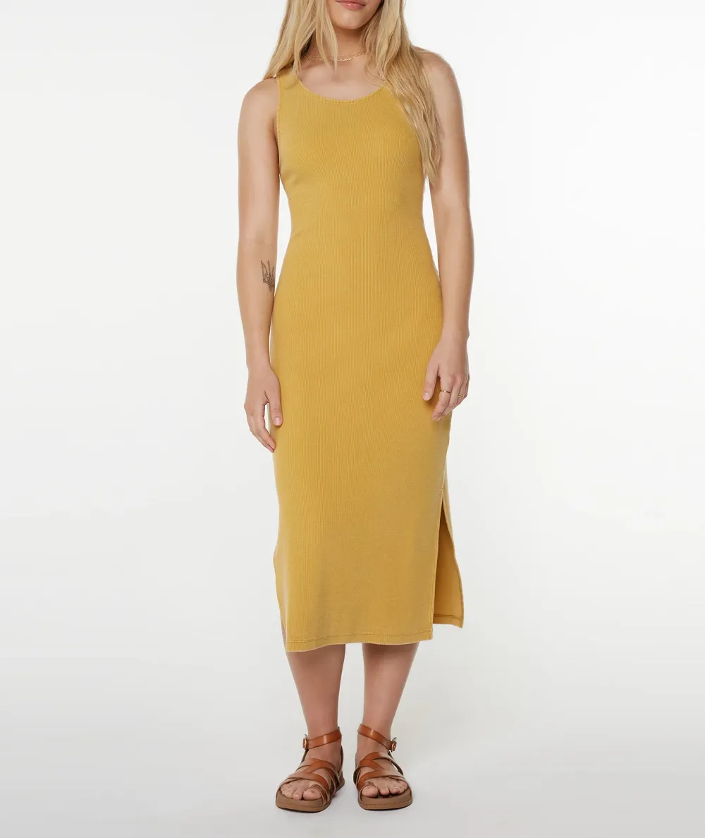 Stretch Cotton Ribbed Figure-Hugging Dress