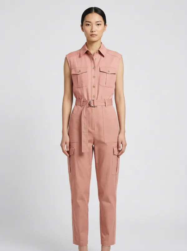 Women's Marin Utility Colorblock Sleeveless Belted Jumpsuit