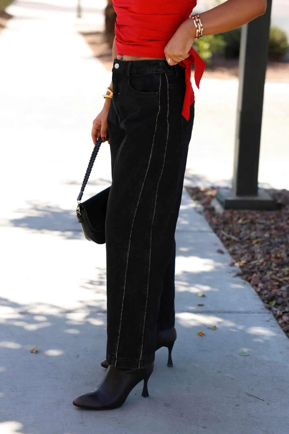 Barrel Leopard-Print Piped Wide-Leg Jeans