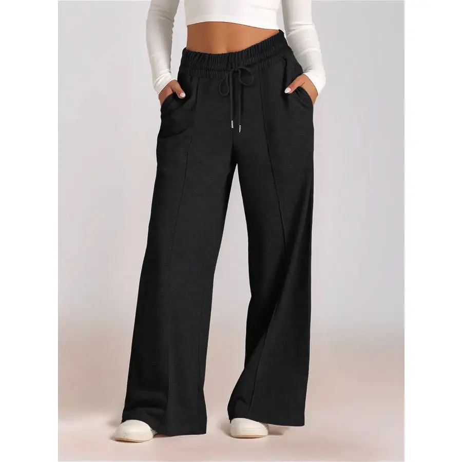 Full Size Drawstring Relaxed Fit Wide Leg Pants Plus Size
