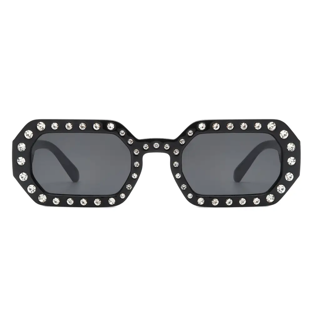 Square Retro Geometric Tinted Rhinestone Sunglasses