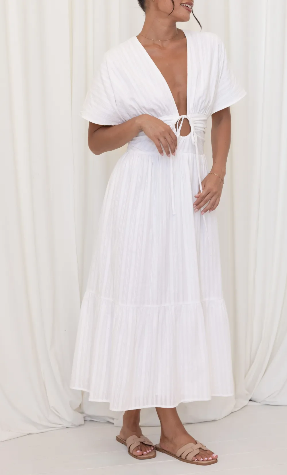A-Line Short Sleeve Maxi Dress