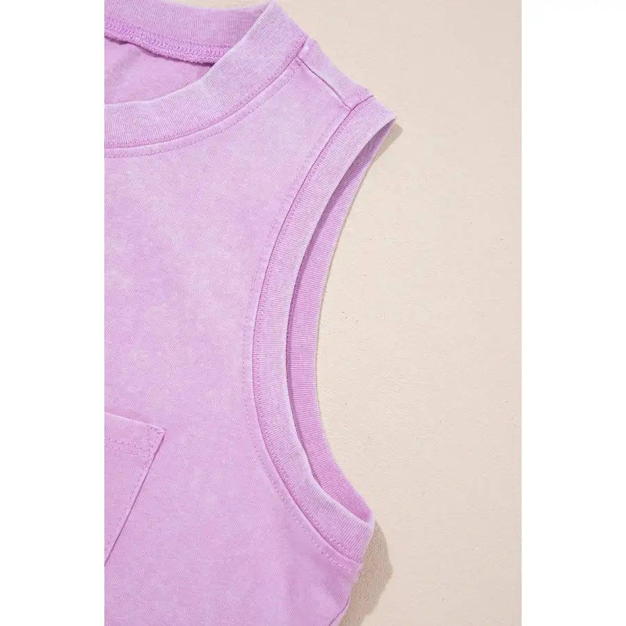 Round Neck Tank With Chest Pocket