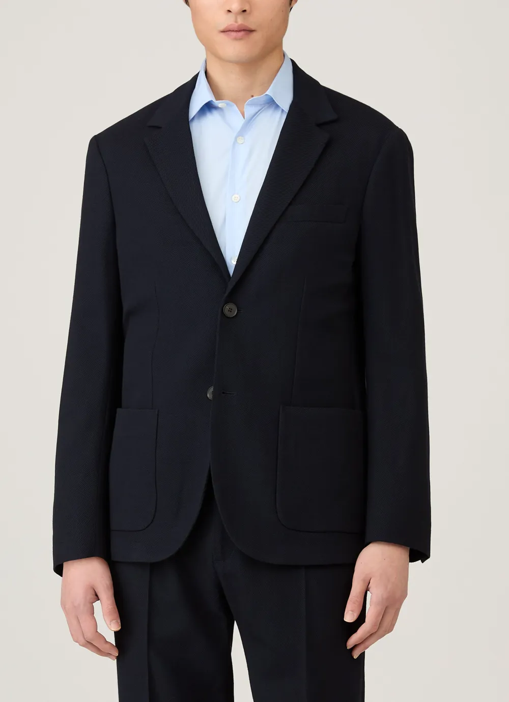 Unstructured Textured Wool Blazer