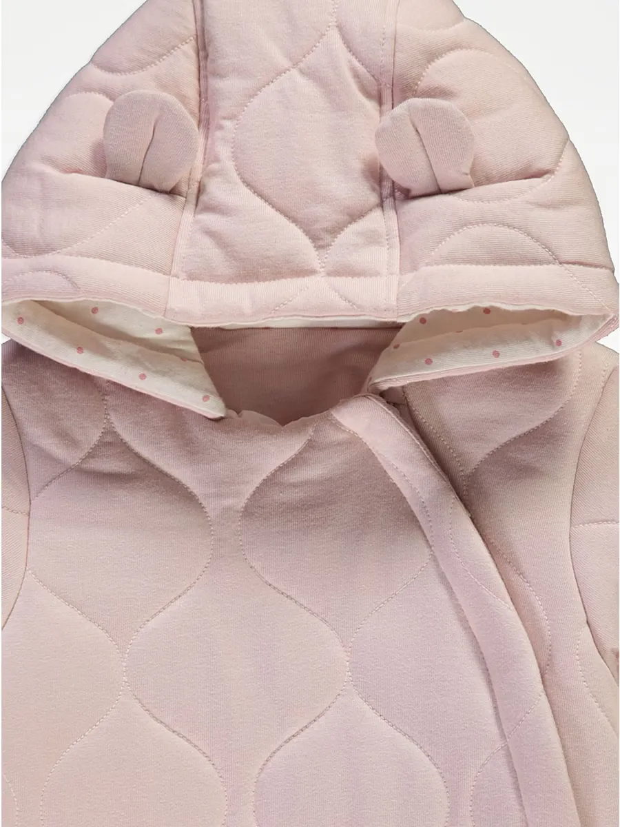 Pink Quilted Zip Fasten Pramsuit