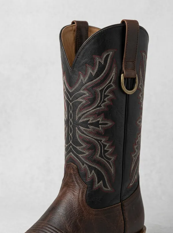 Men's Western Cowboy Embroidered Leather Printed Boots