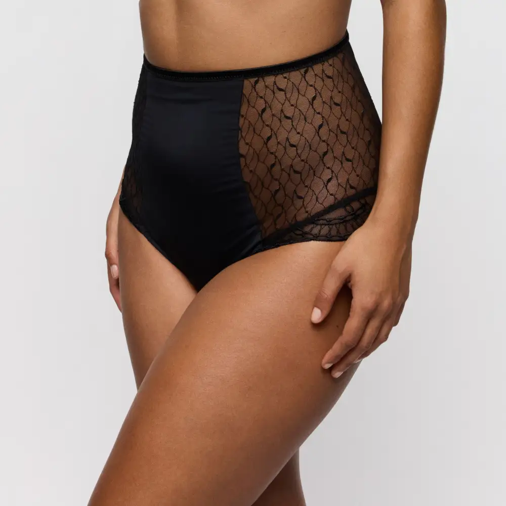 Women's Seamless Elastic Waistband Cotton Gusset Lace Embroidery Cotton High Waist Panty