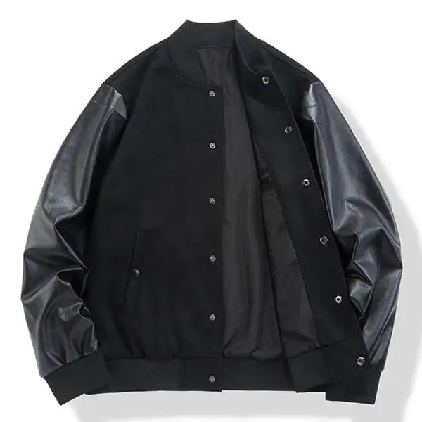 Buttoned Chore Leather Jacket