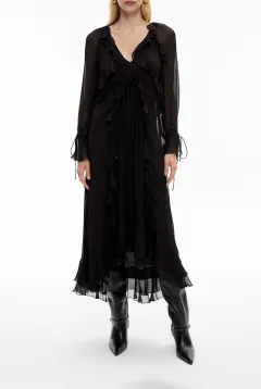 Black Ruffled Long Dress