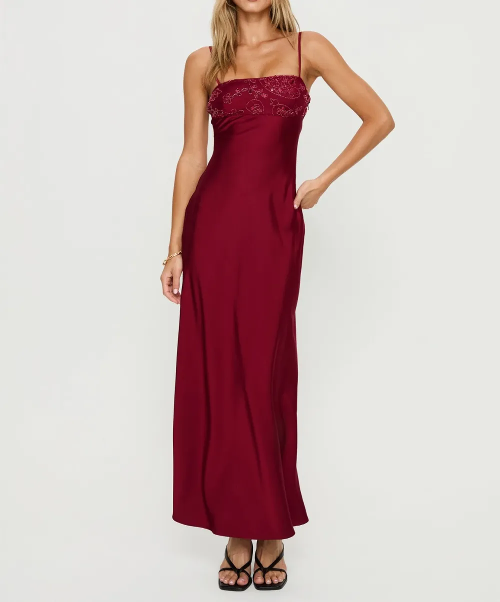 Tie Back Satin Look Maxi Dress