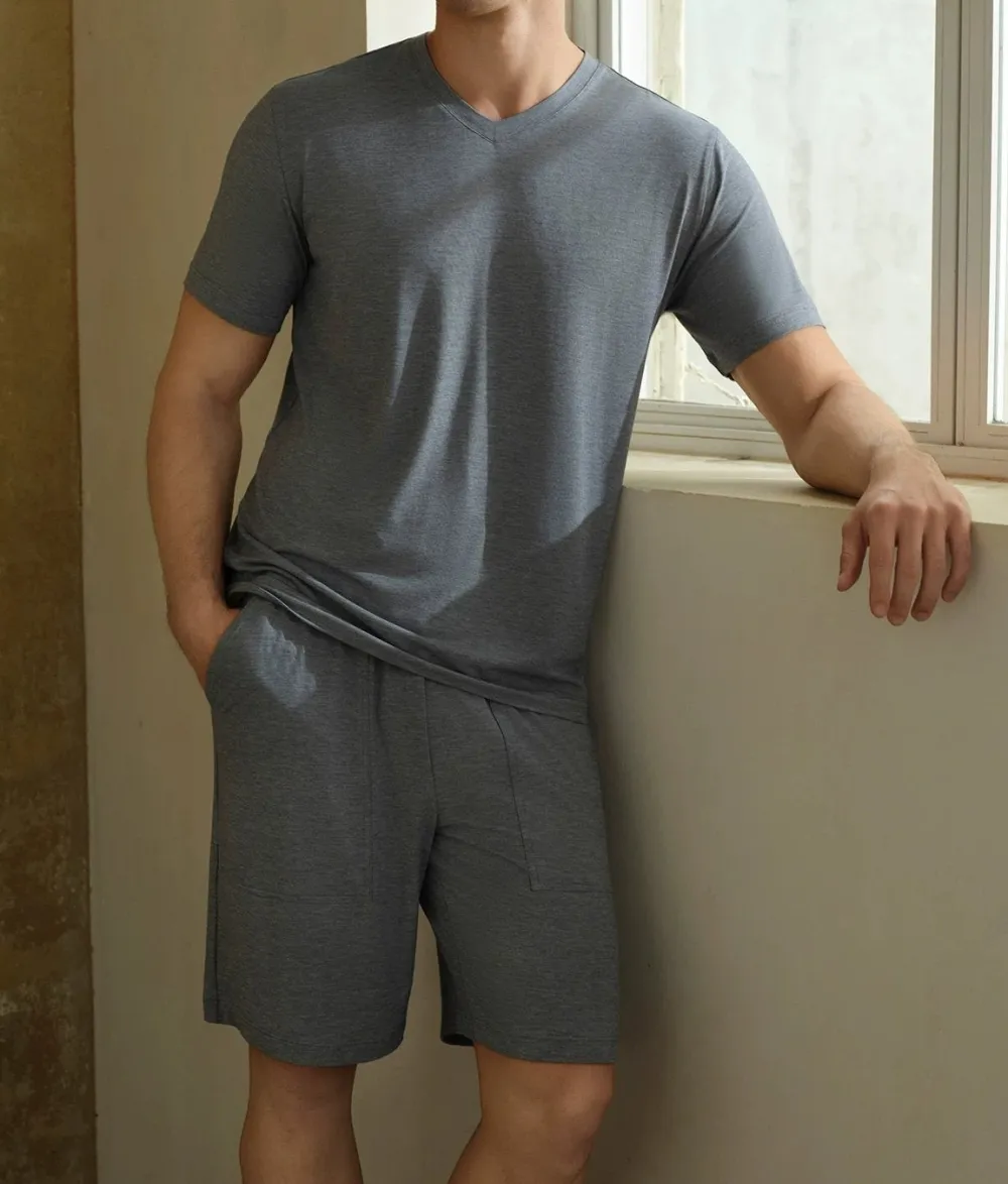 Jersey V-Neck Short Sleeve Sleepwear Set