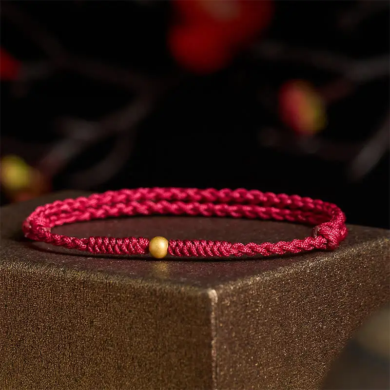Sterling Silver Plated Single Bead Braided Rope Bracelet Anklet