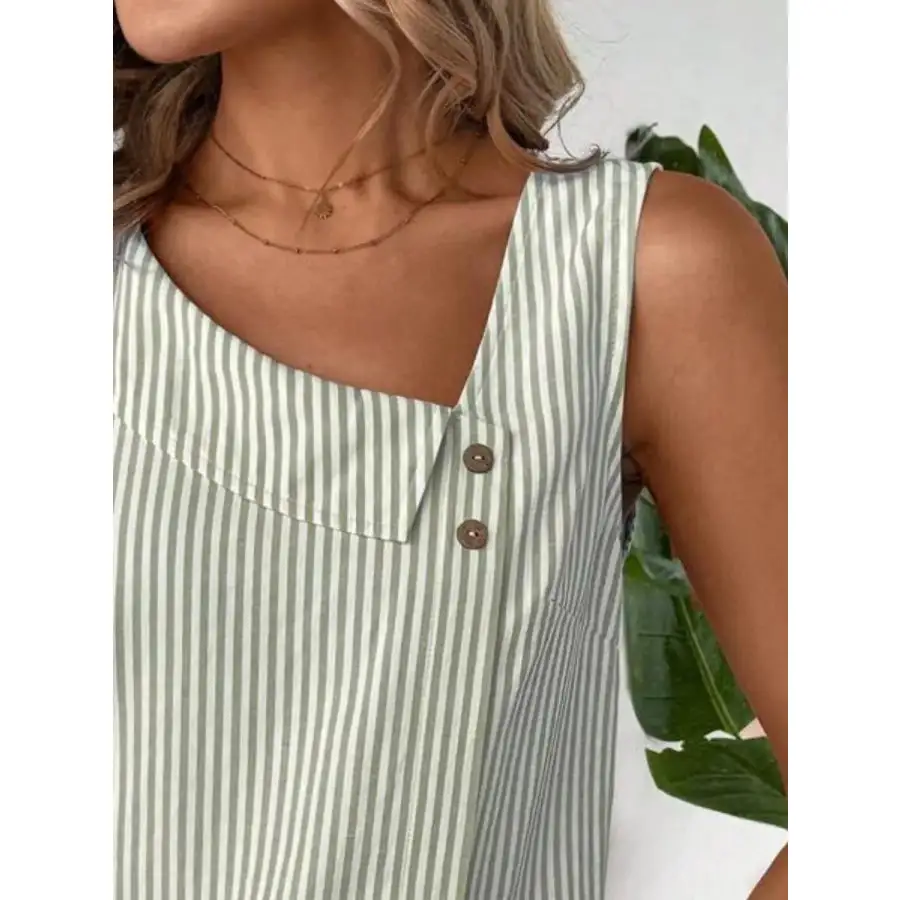 Decorative Button Asymmetrical Tank