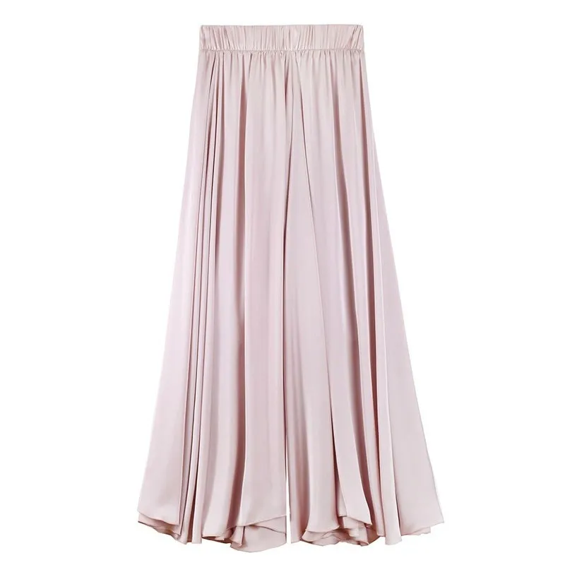 Casual Satin Wide Leg Baggy Pants