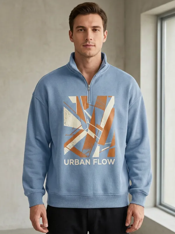 Half-Zip Geometric Abstract Men's Half-Zip Sweatshirt