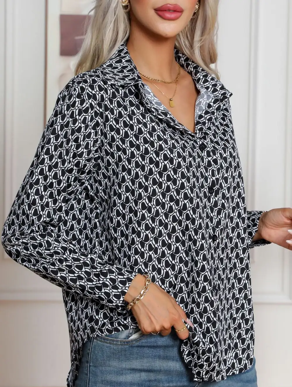 Geometric Print Soft Top