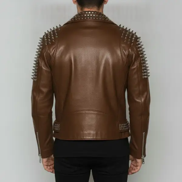 Modern Leather Biker Studded Belted Jacket