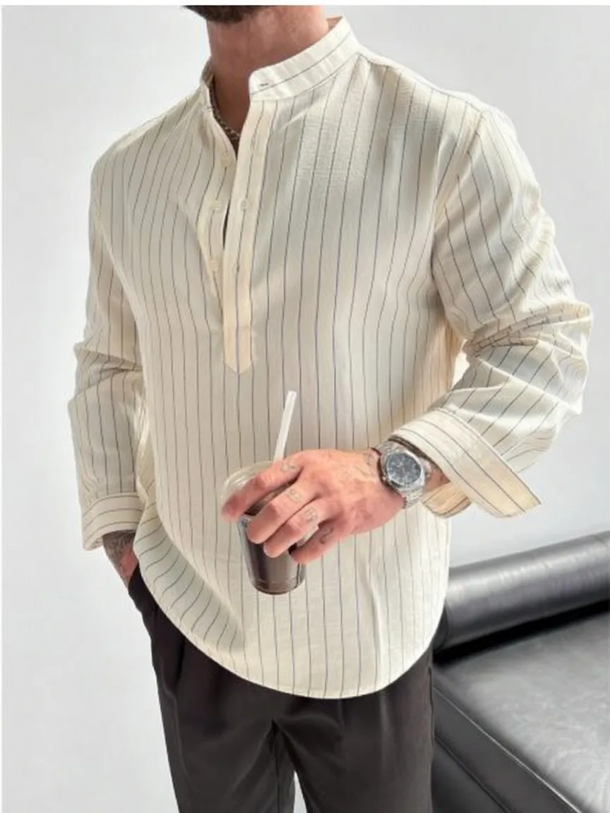 2026 New Men's Striped Long-Sleeve Shirt