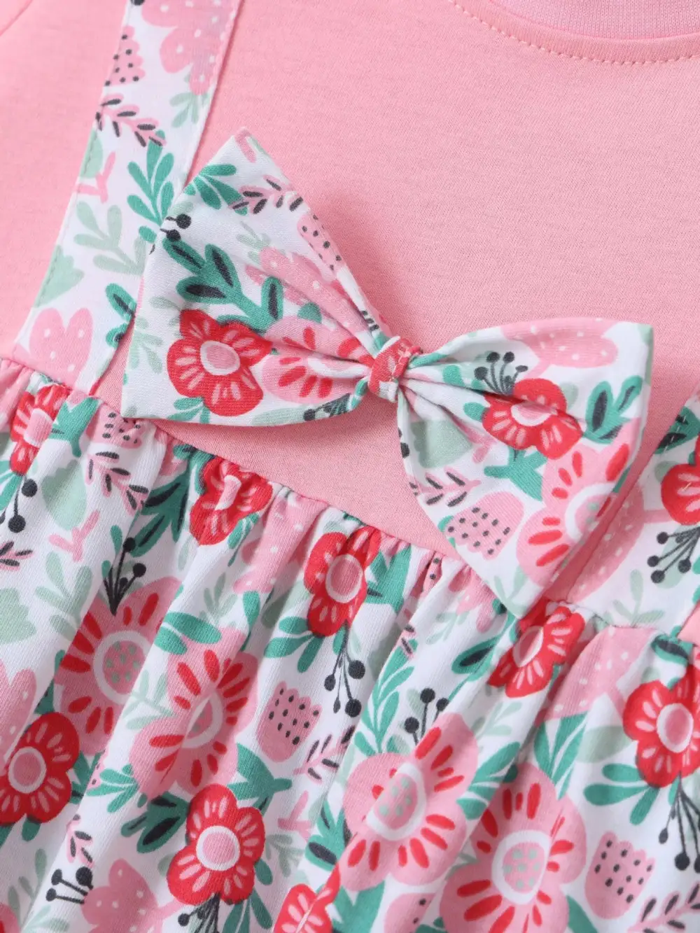 Girls Floral Print Bow Detail Dress