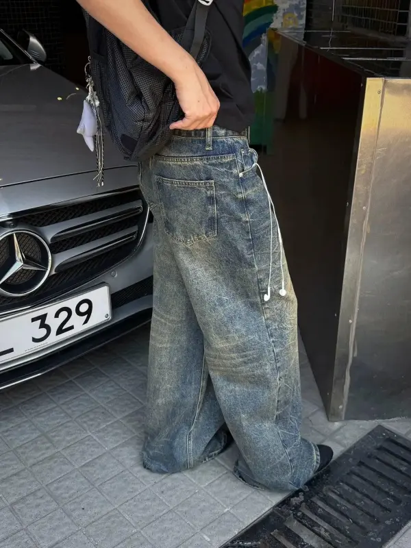 Vintage Washed Loose Fit Jeans
