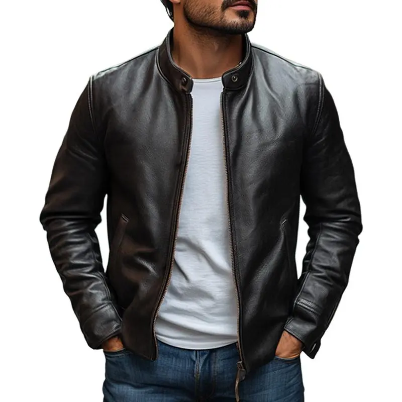 Leather Moto Zip Jacket