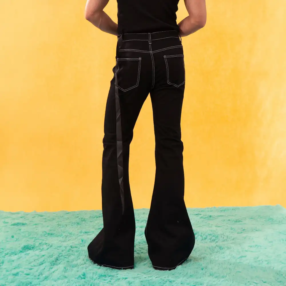 Flared Contrast-Stitch Jeans
