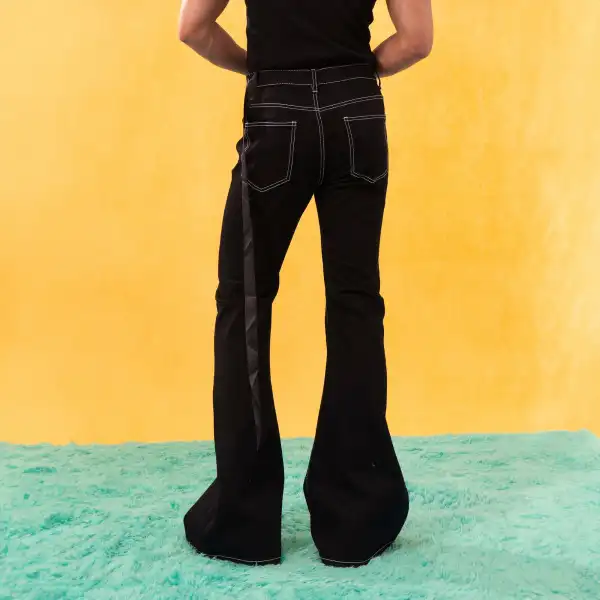 Flared Contrast-Stitch Jeans