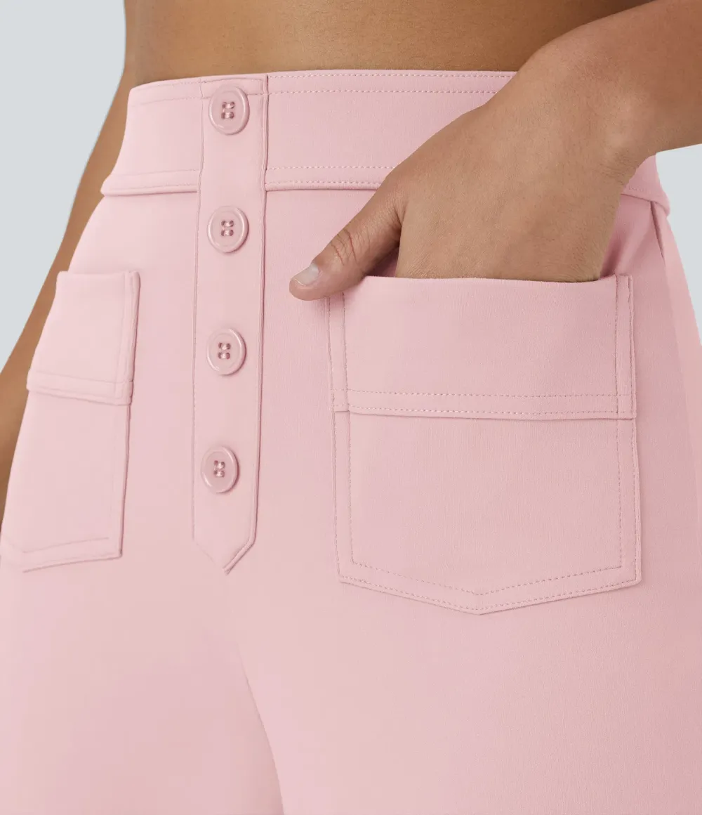 DayStretch High Waisted Pockets Straight Leg Casual Pants