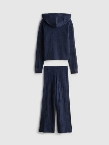 7-15yrs | Cable Knit Hoodie and Leggings Set