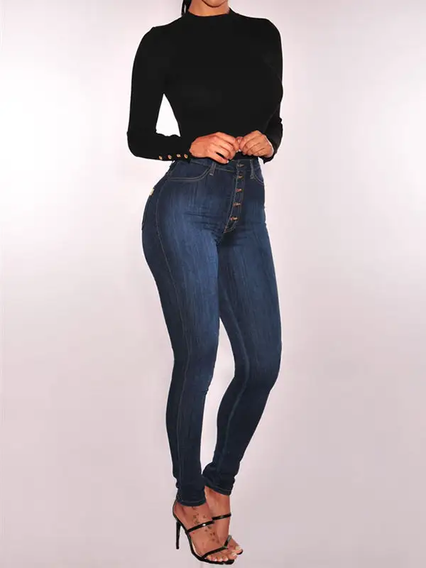 High Waist Skinny Fit Seamed Jeans
