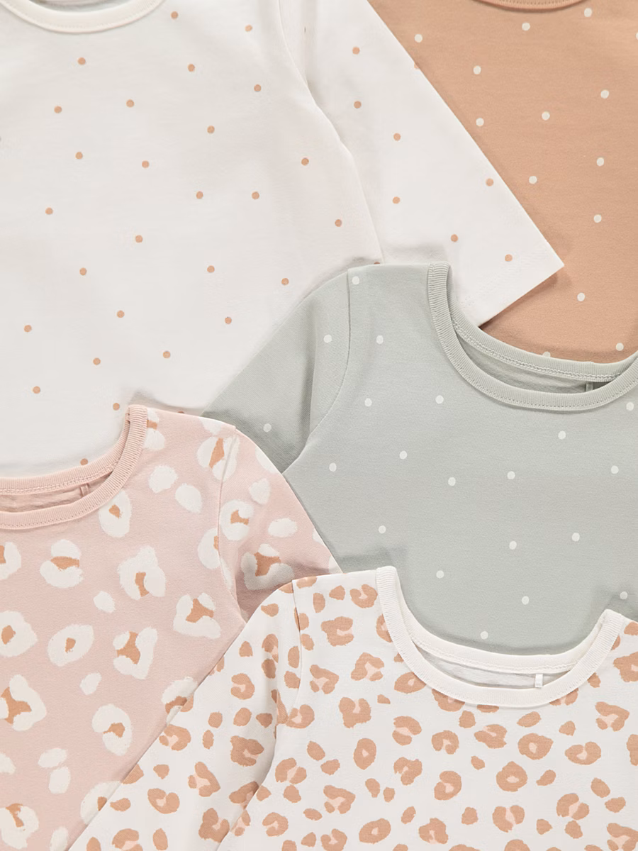 Animal Print Spotty Long Sleeve Tops 5 Pack detail 1