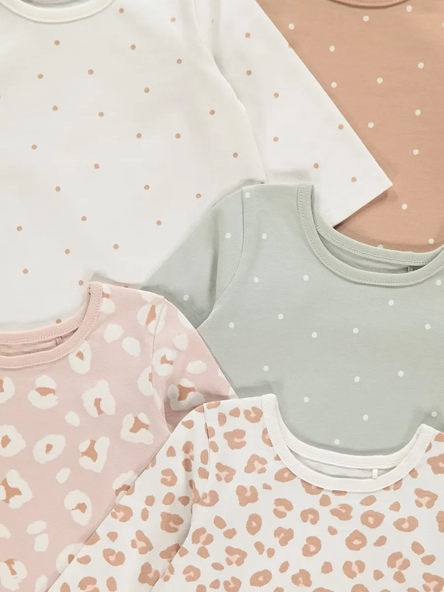 Animal Print Spotty Long Sleeve Tops 5 Pack