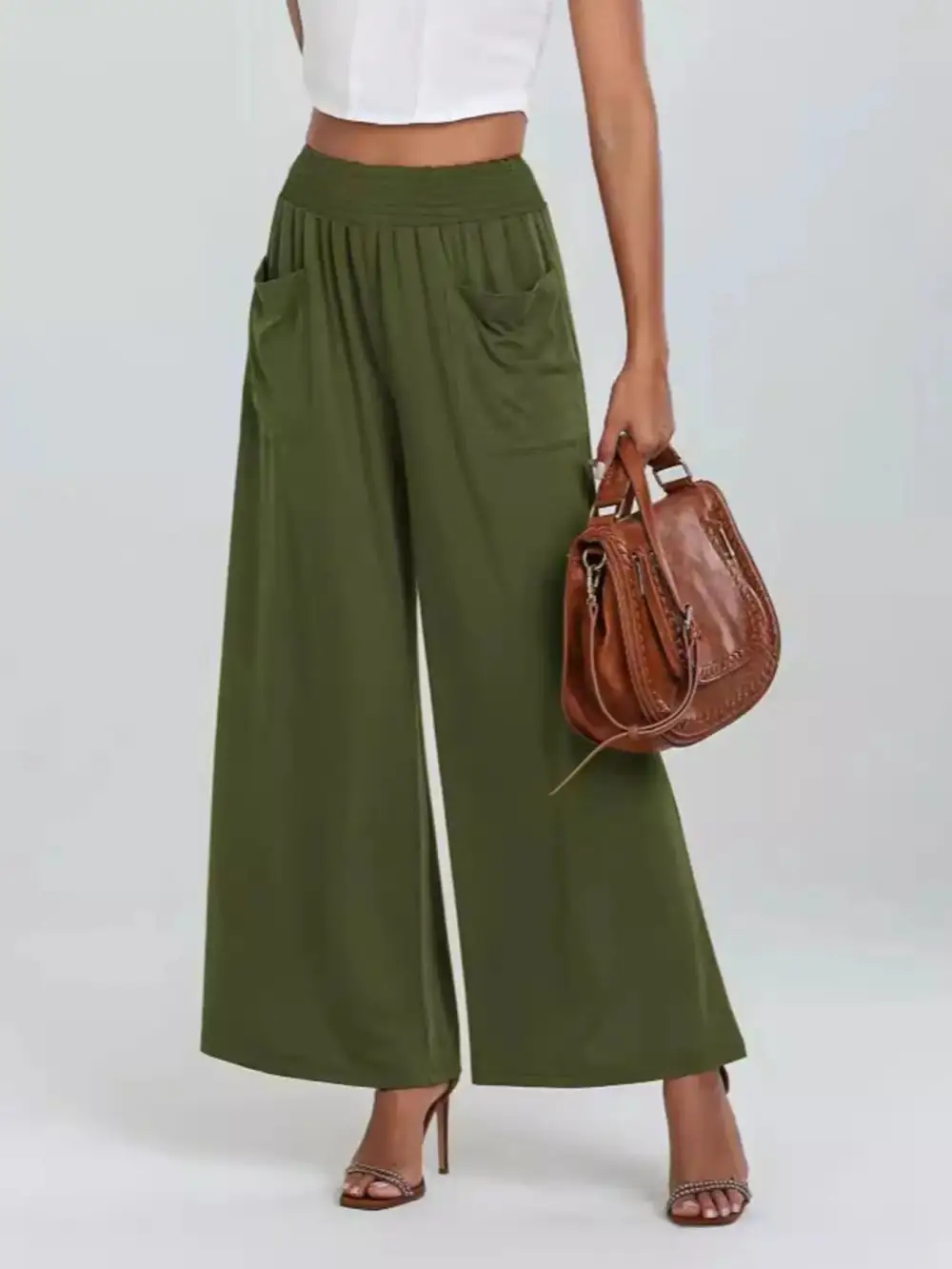 High Waist Pocketed Trousers
