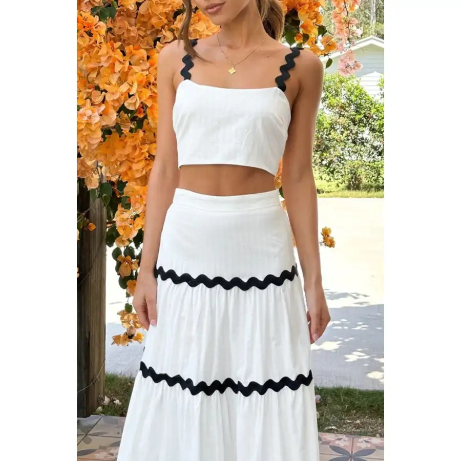 Contrast Trim Cami and Skirt Set