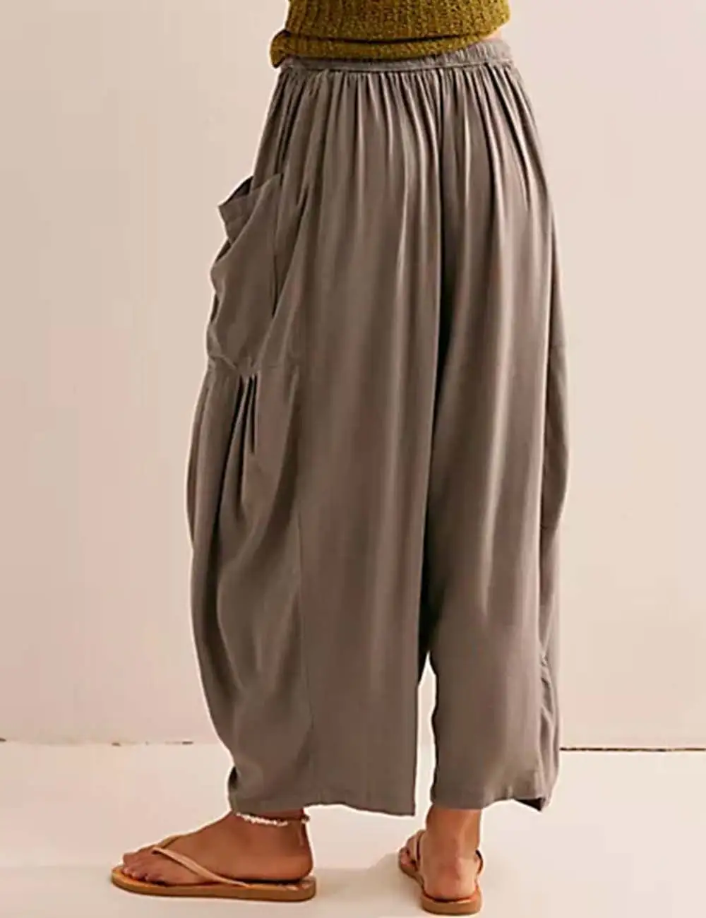 Elastic Waist String Tie Pocket Cozy Pants