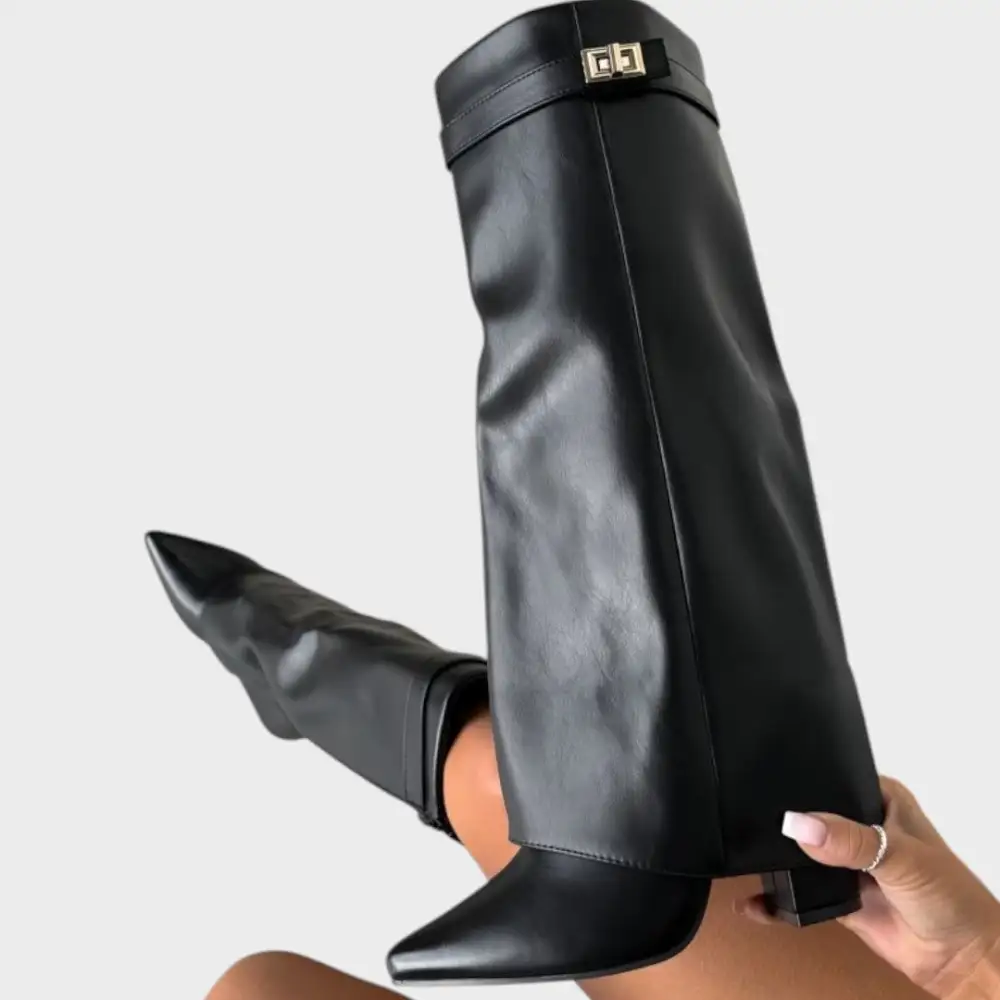 Leather Chunky Sole Tall Boots