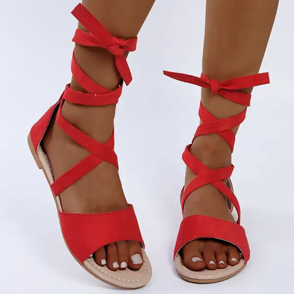 Strappy Open Toe Flat Sandals