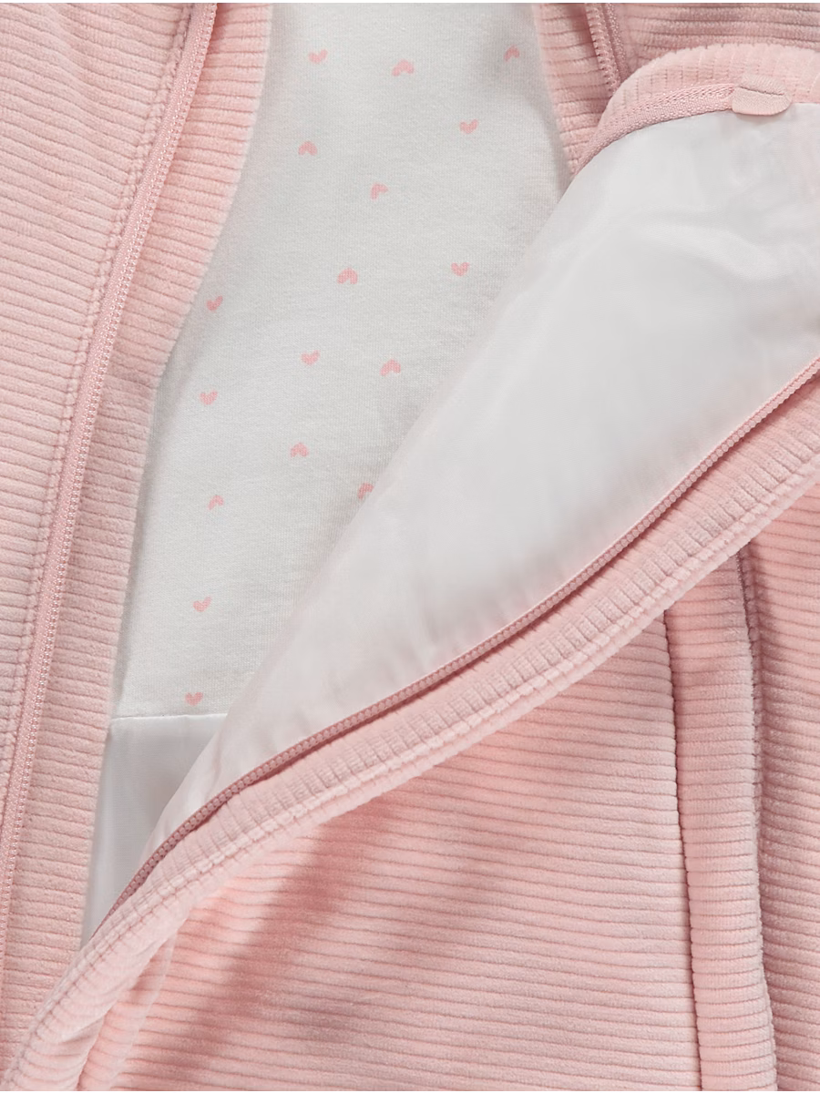 Pink Quilted Ribbed Pram Suit detail 2