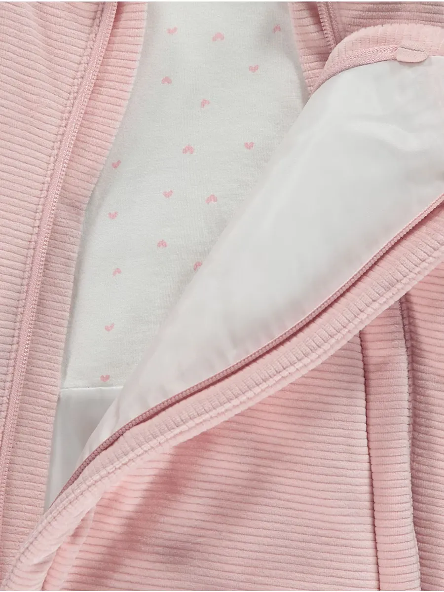 Pink Quilted Ribbed Pram Suit