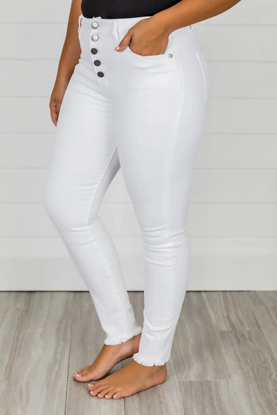 Elegant High Rise White Jeans