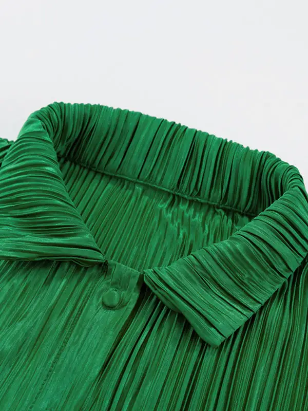 Pleated Blouse Wide Leg Set