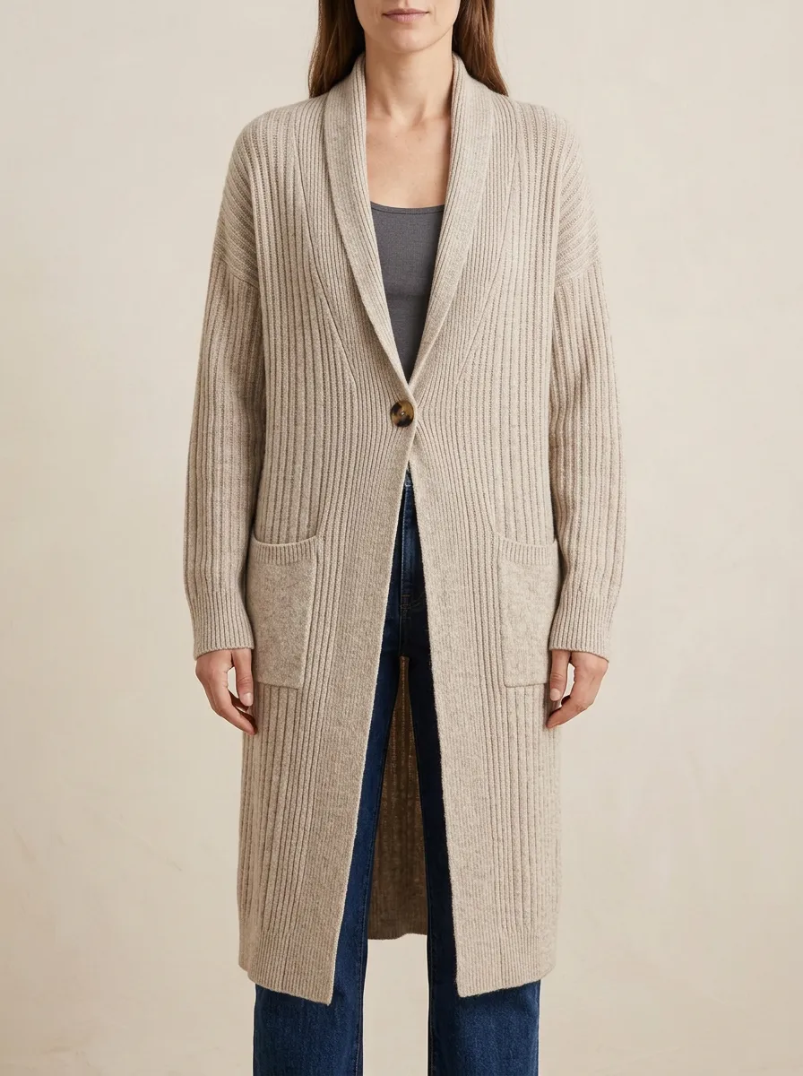 Women's Heritage Inspired Ribbed Minimal Knit Cardigan