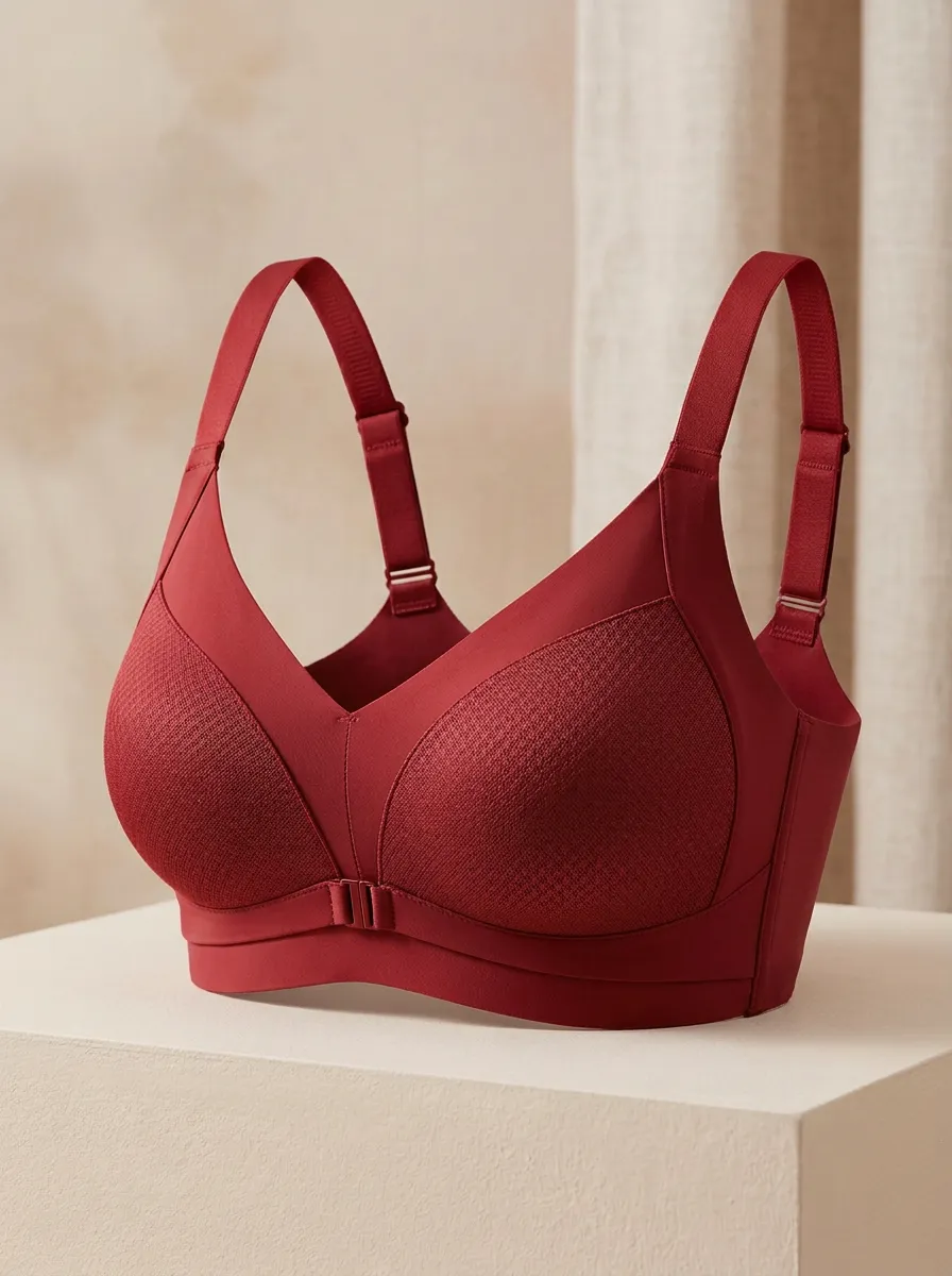 Women's Front-Closure Wireless Textured Bra