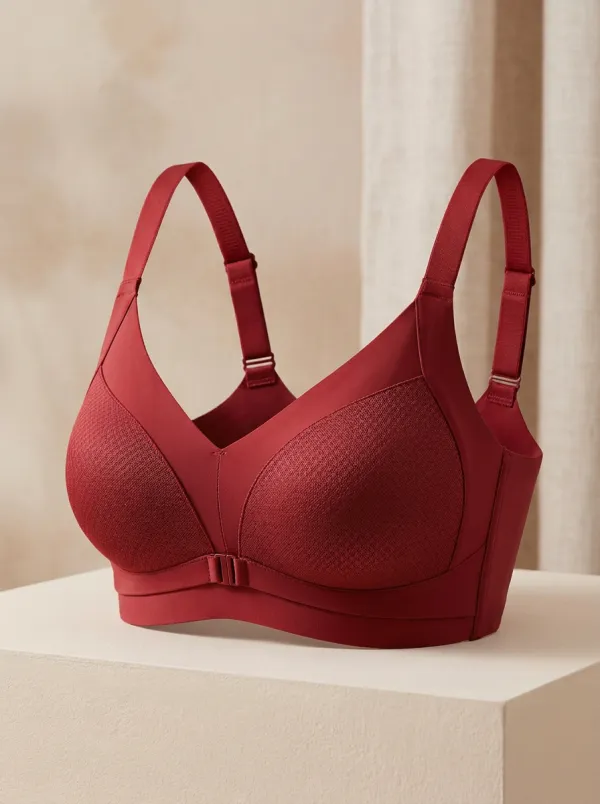 Women's Front-Closure Wireless Textured Bra