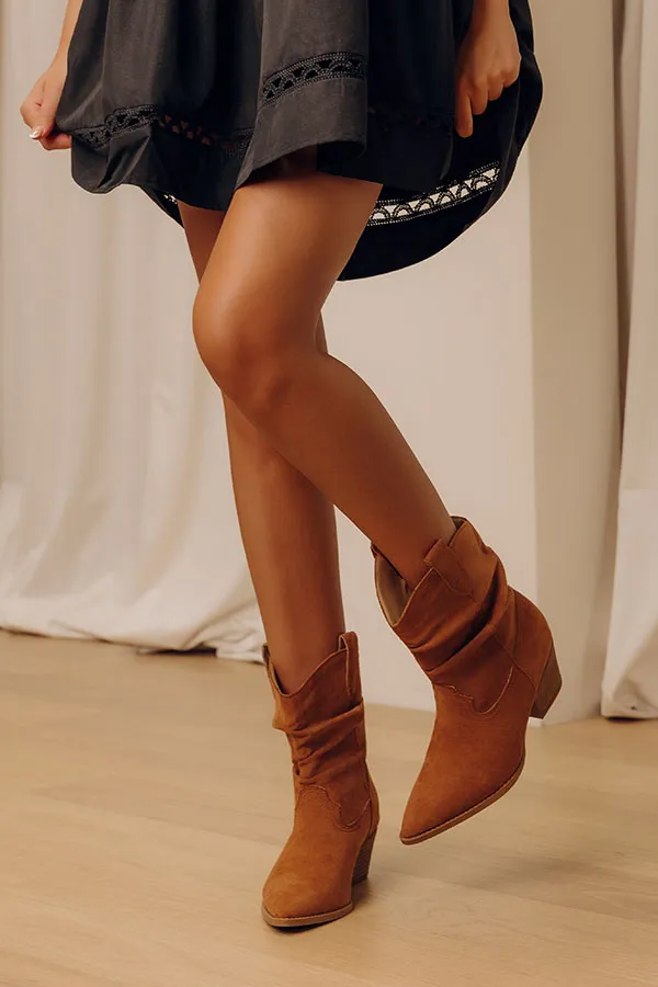 Faux Suede Western Cowboy Boots