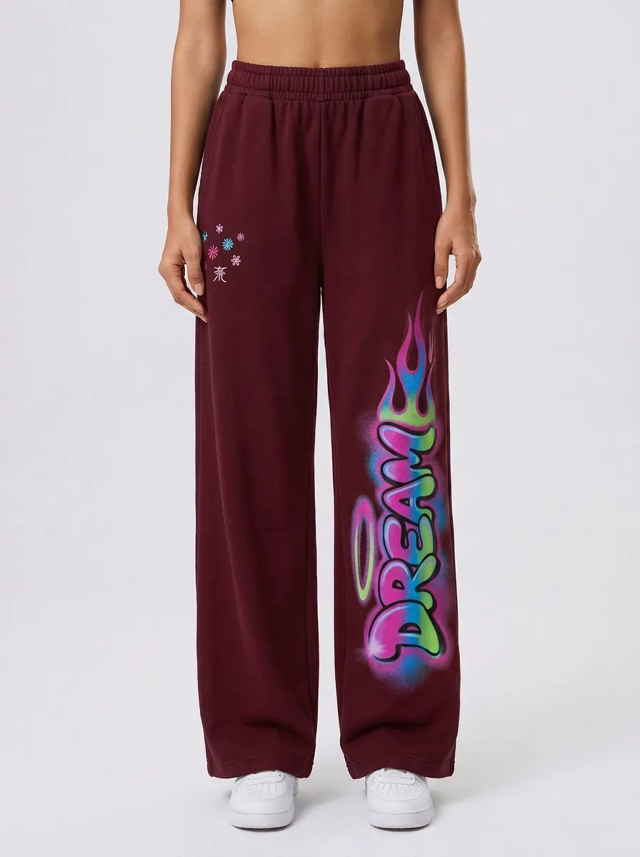 Women's Streetwear Dream Flame Graffiti Printed Sweatpants