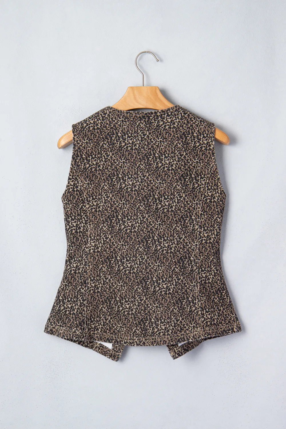 Brown Leopard Print Slim Denim Vest