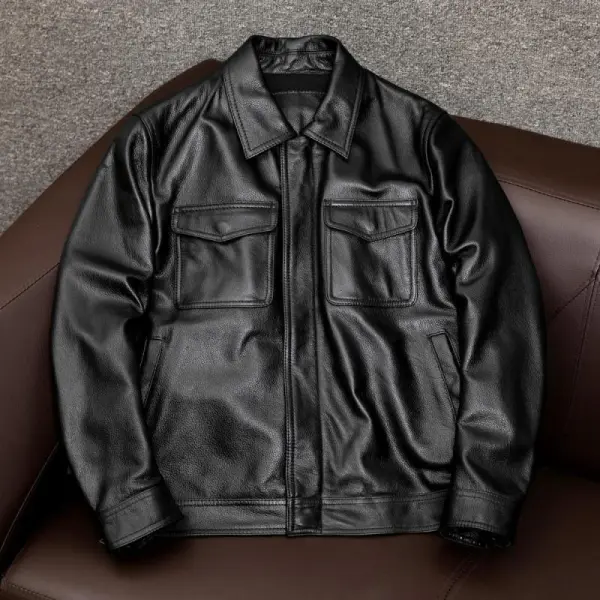Leather Utility Pocket Jacket