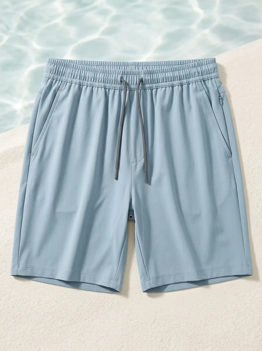 Clean-Line Ice-Silk Stretch Drawstring Shorts